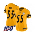 Women's Pittsburgh Steelers #55 Devin Bush Limited Gold Inverted Legend 100th Season Football Jersey