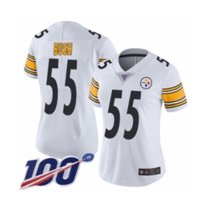 Women's Pittsburgh Steelers #55 Devin Bush White Vapor Untouchable Limited Player 100th Season Football Jersey