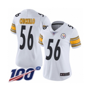 Women's Pittsburgh Steelers #56 Anthony Chickillo White Vapor Untouchable Limited Player 100th Season Football Jersey