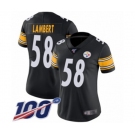 Women's Pittsburgh Steelers #58 Jack Lambert Black Team Color Vapor Untouchable Limited Player 100th Season Football Jersey