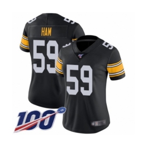 Women's Pittsburgh Steelers #59 Jack Ham Black Alternate Vapor Untouchable Limited Player 100th Season Football Jersey