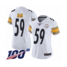 Women's Pittsburgh Steelers #59 Jack Ham White Vapor Untouchable Limited Player 100th Season Football Jersey