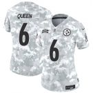 Women's Pittsburgh Steelers #6 Patrick Queen 2024 F.U.S.E Arctic Camo Salute To Service Limited Stitched Football Jersey