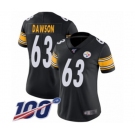 Women's Pittsburgh Steelers #63 Dermontti Dawson Black Team Color Vapor Untouchable Limited Player 100th Season Football Jersey