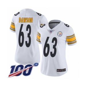 Women's Pittsburgh Steelers #63 Dermontti Dawson White Vapor Untouchable Limited Player 100th Season Football Jersey