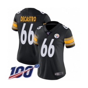 Women's Pittsburgh Steelers #66 David DeCastro Black Team Color Vapor Untouchable Limited Player 100th Season Football Jersey