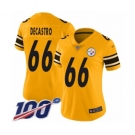 Women's Pittsburgh Steelers #66 David DeCastro Limited Gold Inverted Legend 100th Season Football Jersey