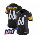 Women's Pittsburgh Steelers #68 L.C. Greenwood Black Team Color Vapor Untouchable Limited Player 100th Season Football Jersey