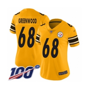 Women's Pittsburgh Steelers #68 L.C. Greenwood Limited Gold Inverted Legend 100th Season Football Jersey