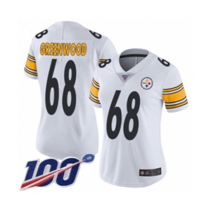 Women's Pittsburgh Steelers #68 L.C. Greenwood White Vapor Untouchable Limited Player 100th Season Football Jersey