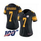 Women's Pittsburgh Steelers #7 Ben Roethlisberger Limited Black Rush Vapor Untouchable 100th Season Football Jersey