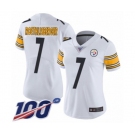 Women's Pittsburgh Steelers #7 Ben Roethlisberger White Vapor Untouchable Limited Player 100th Season Football Jersey