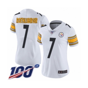 Women's Pittsburgh Steelers #7 Ben Roethlisberger White Vapor Untouchable Limited Player 100th Season Football Jersey