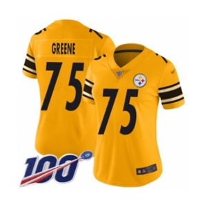 Women's Pittsburgh Steelers #75 Joe Greene Limited Gold Inverted Legend 100th Season Football Jersey