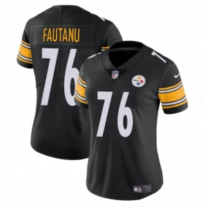 Women's Pittsburgh Steelers #76 Troy Fautanu 2024 Draft Black Vapor Football Stitched Jersey