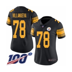Women's Pittsburgh Steelers #78 Alejandro Villanueva Limited Black Rush Vapor Untouchable 100th Season Football Jersey