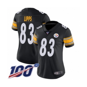 Women's Pittsburgh Steelers #83 Louis Lipps Black Team Color Vapor Untouchable Limited Player 100th Season Football Jersey