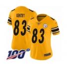 Women's Pittsburgh Steelers #83 Zach Gentry Limited Gold Inverted Legend 100th Season Football Jersey