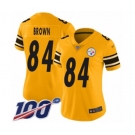 Women's Pittsburgh Steelers #84 Antonio Brown Limited Gold Inverted Legend 100th Season Football Jersey