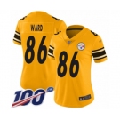 Women's Pittsburgh Steelers #86 Hines Ward Limited Gold Inverted Legend 100th Season Football Jersey