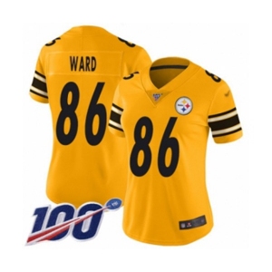 Women's Pittsburgh Steelers #86 Hines Ward Limited Gold Inverted Legend 100th Season Football Jersey