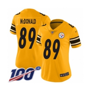 Women's Pittsburgh Steelers #89 Vance McDonald Limited Gold Inverted Legend 100th Season Football Jersey