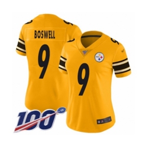 Women's Pittsburgh Steelers #9 Chris Boswell Limited Gold Inverted Legend 100th Season Football Jersey