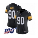 Women's Pittsburgh Steelers #90 T. J. Watt Black Alternate Vapor Untouchable Limited Player 100th Season Football Jersey