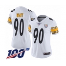 Women's Pittsburgh Steelers #90 T. J. Watt White Vapor Untouchable Limited Player 100th Season Football Jersey