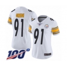 Women's Pittsburgh Steelers #91 Kevin Greene White Vapor Untouchable Limited Player 100th Season Football Jersey