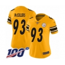 Women's Pittsburgh Steelers #93 Dan McCullers Limited Gold Inverted Legend 100th Season Football Jersey