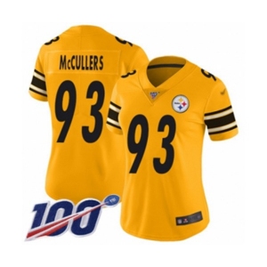 Women's Pittsburgh Steelers #93 Dan McCullers Limited Gold Inverted Legend 100th Season Football Jersey