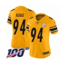 Women's Pittsburgh Steelers #94 Tyson Alualu Limited Gold Inverted Legend 100th Season Football Jersey