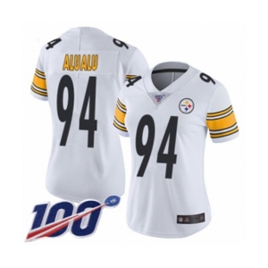 Women's Pittsburgh Steelers #94 Tyson Alualu White Vapor Untouchable Limited Player 100th Season Football Jersey