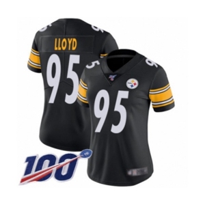 Women's Pittsburgh Steelers #95 Greg Lloyd Black Team Color Vapor Untouchable Limited Player 100th Season Football Jersey