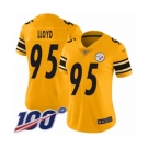 Women's Pittsburgh Steelers #95 Greg Lloyd Limited Gold Inverted Legend 100th Season Football Jersey