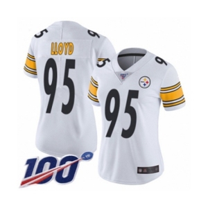 Women's Pittsburgh Steelers #95 Greg Lloyd White Vapor Untouchable Limited Player 100th Season Football Jersey