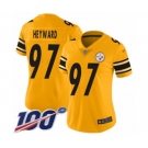 Women's Pittsburgh Steelers #97 Cameron Heyward Limited Gold Inverted Legend 100th Season Football Jersey