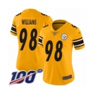 Women's Pittsburgh Steelers #98 Vince Williams Limited Gold Inverted Legend 100th Season Football Jersey