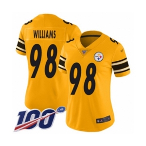 Women's Pittsburgh Steelers #98 Vince Williams Limited Gold Inverted Legend 100th Season Football Jersey