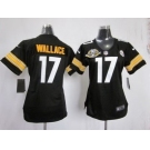 nike women nfl jerseys pittsburgh steelers #17 wallace black[80 anniversary patch]