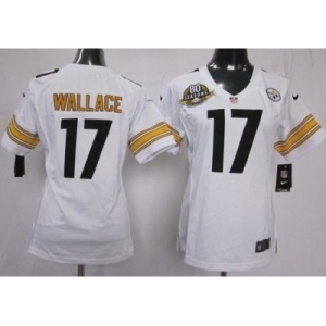 nike women nfl jerseys pittsburgh steelers #17 wallace white[80 anniversary patch]