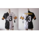 nike women nfl jerseys pittsburgh steelers #43 polamalu white-black[Elite split]