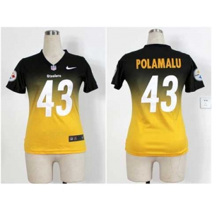 nike women nfl jerseys pittsburgh steelers #43 troy polamalu black-gold[nike drift fashion][second version]