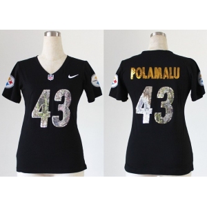 nike women nfl jerseys pittsburgh steelers #43 troy polamalu black[刺绣亮片]