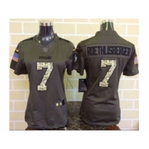 nike women nfl jerseys pittsburgh steelers #7 roethlisberger army green[nike Limited Salute To Service]