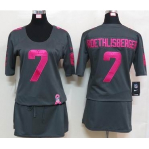 nike women nfl jerseys pittsburgh steelers #7 roethlisberger dk.grey[breast cancer awareness]