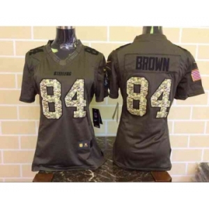 nike women nfl jerseys pittsburgh steelers #84 brown army green[nike Limited Salute To Service]