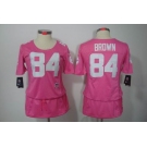 nike women nfl jerseys pittsburgh steelers #84 brown pink[breast cancer awareness]