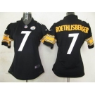 nike women nfl pittsburgh steelers #7 roethlisberger black [nike]